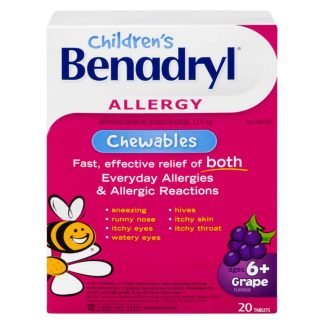 Benadryl Kids Chewable Tabs Grape 12