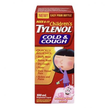 Tylenol Childrens Cold & Cough Susp Bubble Gum 100ML