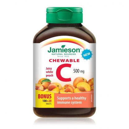 Jamieson Vitamin C Chewable Peach 500MCG 100+20 Cap